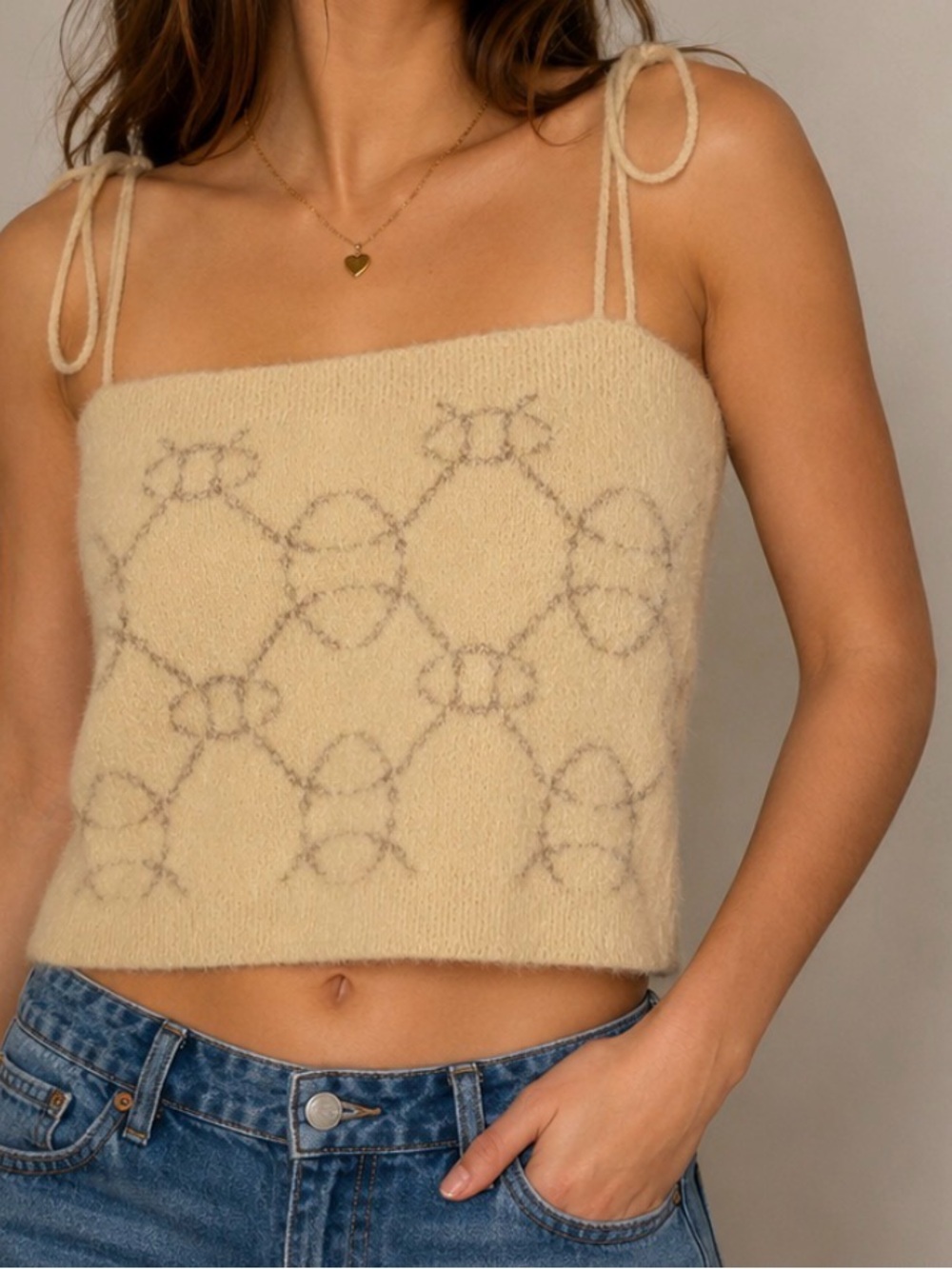 MNG by Mango Cozy Fuzzy Knit Cami Top Small